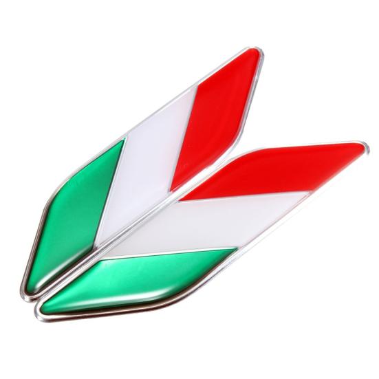 2Pcs 3D Italian Flag Adhesive Car Sticker Badge Waterproof Emblem Styling Decor
