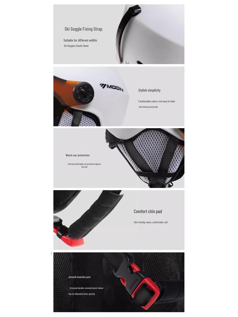 Универсальный горнолыжный шлем с защитными очками: Азиатский крой, ударопрочная конструкция, интегрированная форма для безопасности при езде на велосипеде и в горах.