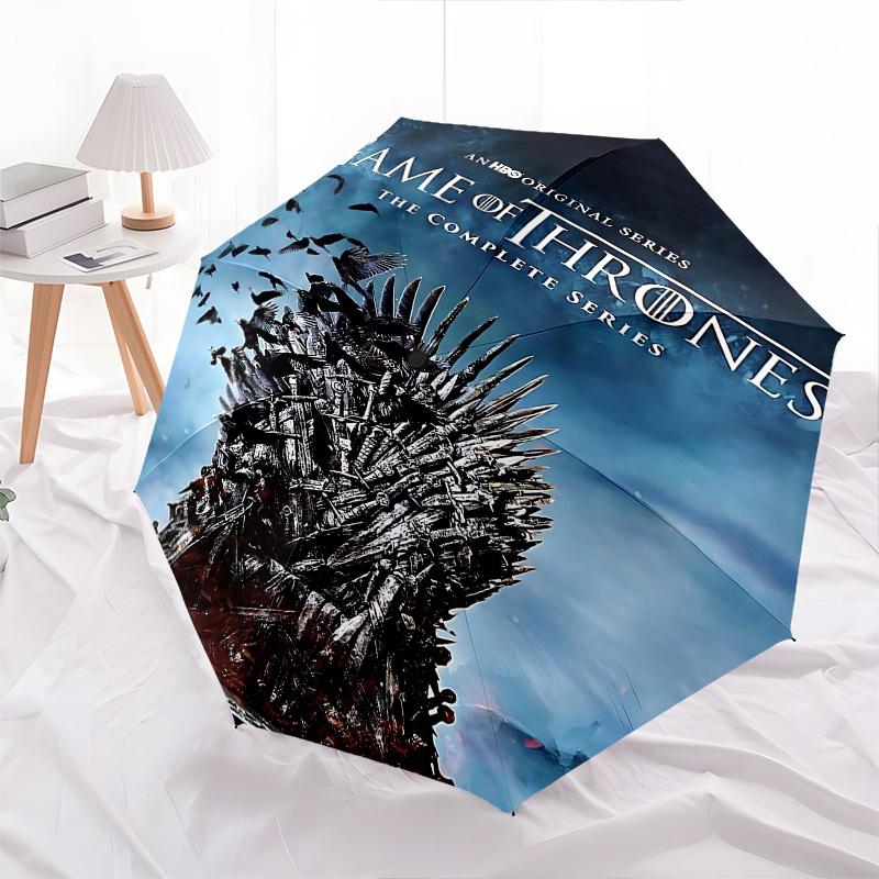1pc Game of Thrones The Complete Series Automatic Folding Umbrella - Compact 8-Rib Design, Durable Plastic & Iron1260L