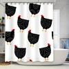 Black Chicken Print Shower Curtain Bathroom Decor Waterproof Fabric With Grommets For Home Use White