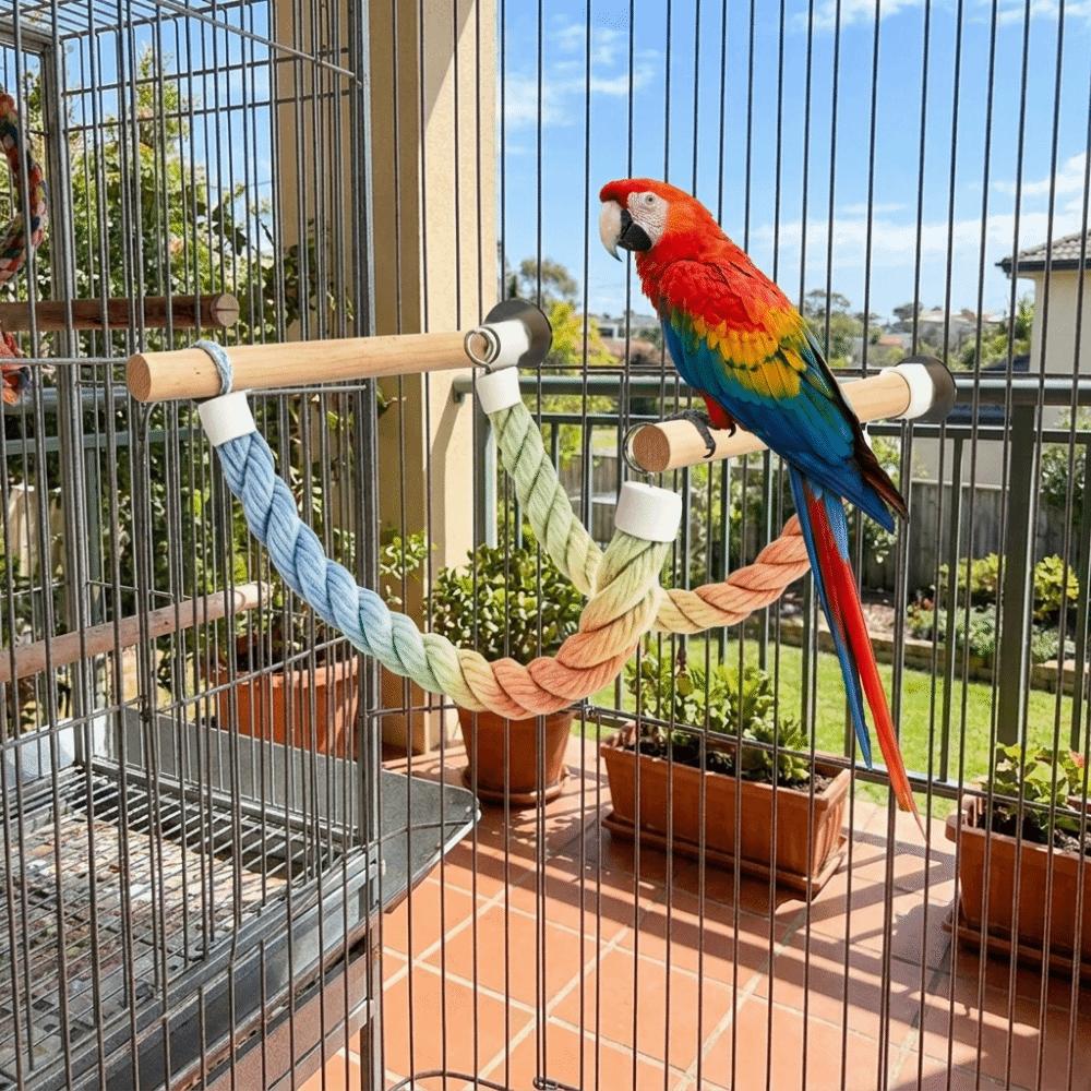 Bite Resistant Bird Rope Perch Suction Cup Parrot Swing Stand Pole Training Tool