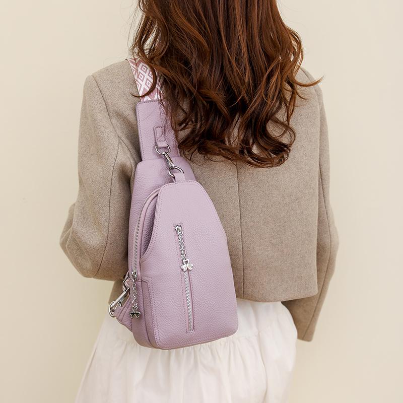 Мягкая кожа Женская нагрудная сумка Большой вместимости Одноплечевая сумка кроссбоди Противоугонная дорожная нагрудная сумка для девушек CLE