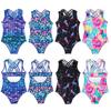 Девочки Танцевальный Купальник Перекрещенные Бретели Дизайн с Вырезом на Спине Принт Боди для Балета Йоги Гимнастики Выступлений