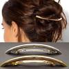 Women's Metal Golden Tone Silver Plated Tube Shape Barrette Hair Clips Hairgrip