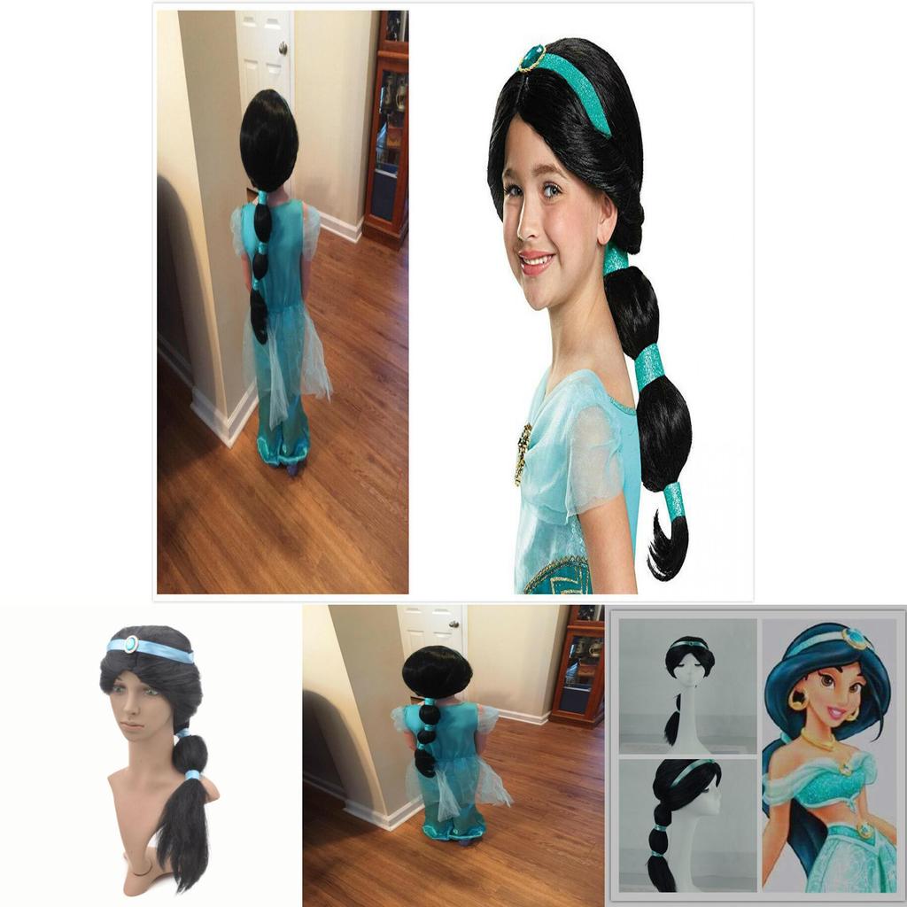 Elegant Long Jasmine Princess Wig For Children And Adults Capturing Aladdin's Magic