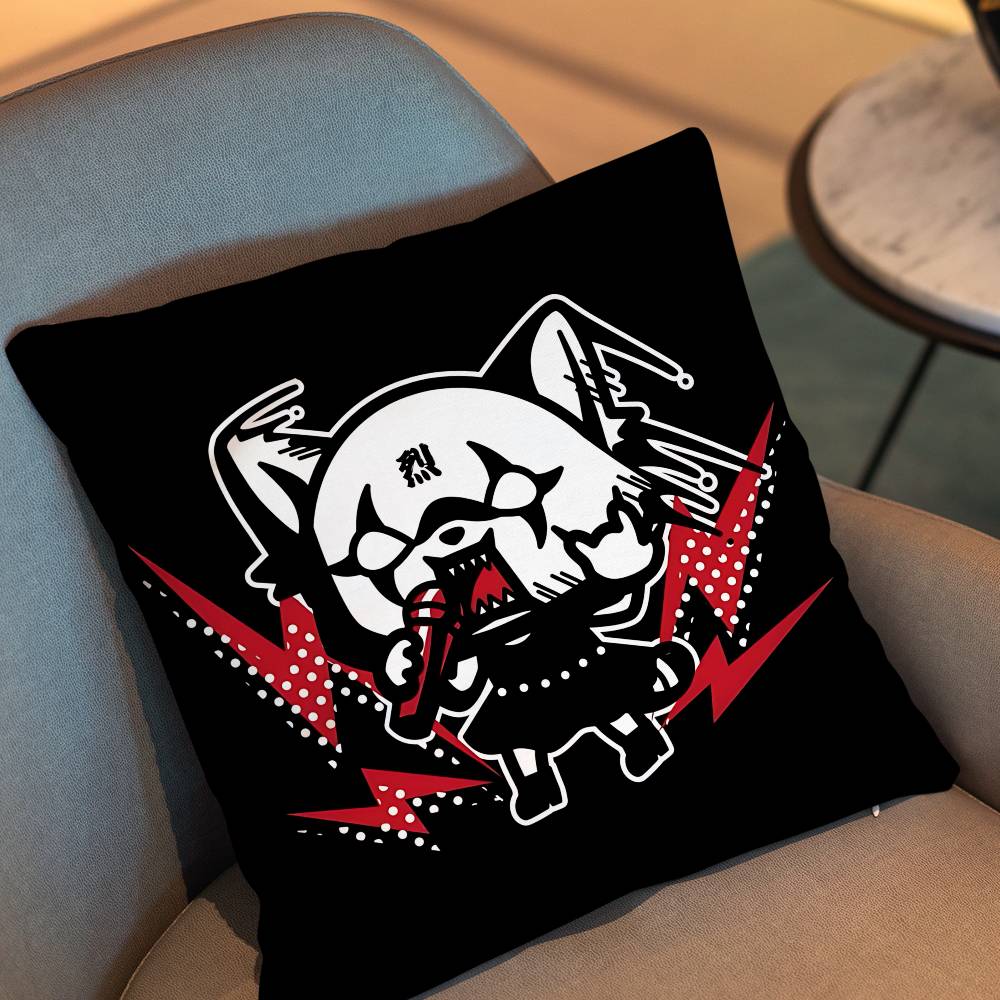 Fur Collar Fox Aggretsuko Pillow Case Anti-Dustmite Pillowcase Invisible Zipper Silky Short Plush Sofa Cushion Cover