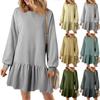 Women's  Long Sleeve Pullover Top Knit Ribbed Knit Patchwork Sweatshirt Dress Casual  Dresses