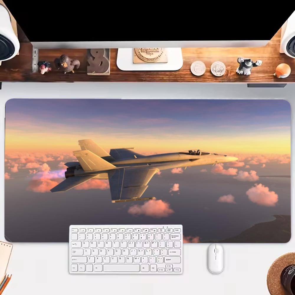 Futuristic Sci Fi Fighter Jet Flying Over Cloudscape Mousepad Fit Large Size Laptop Office Desktop Mat