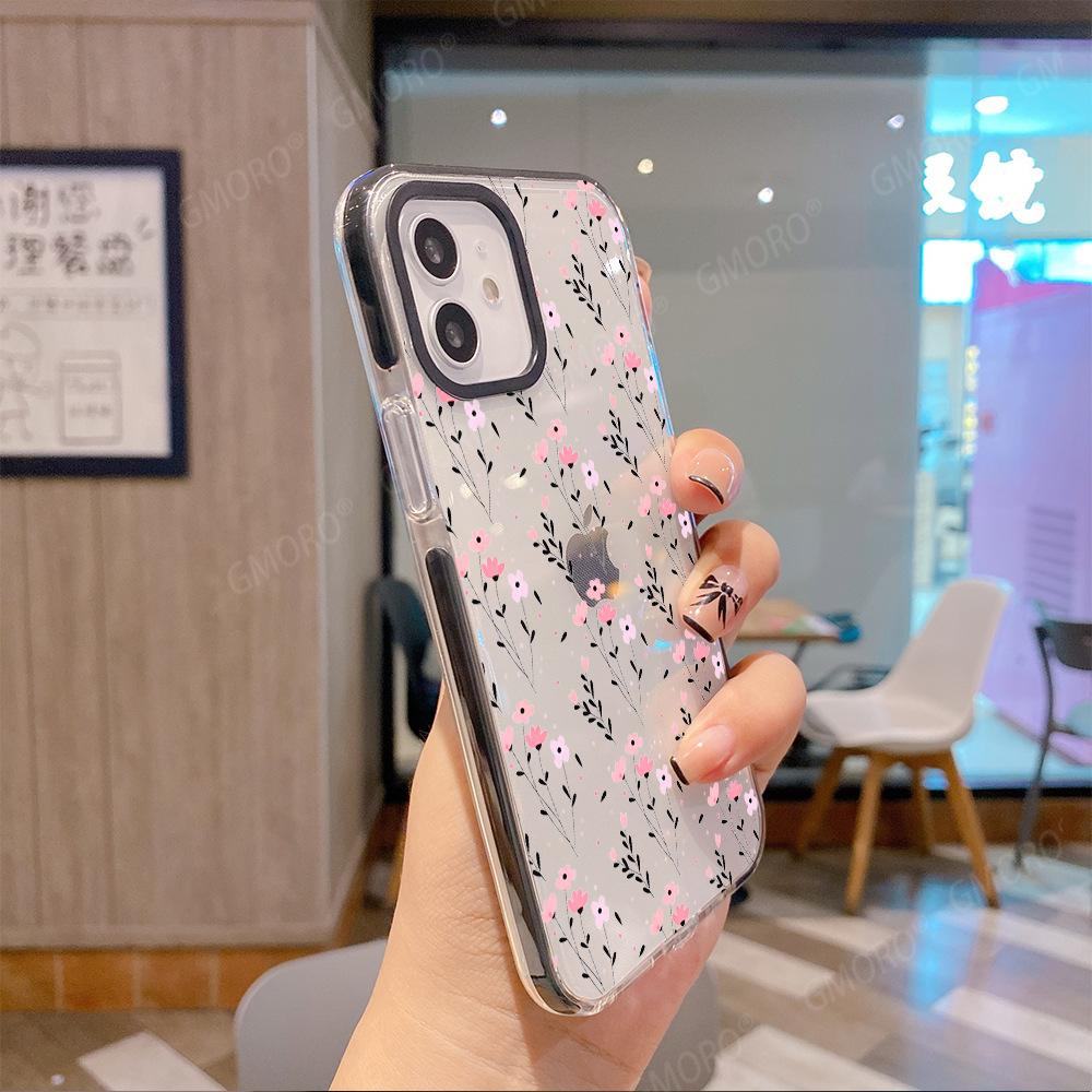 Маленький свежий цветочный чехол для мобильного телефона iPhone15 горячая распродажа прозрачный чехол для мобильного телефона Apple 17promax мягкий чехол