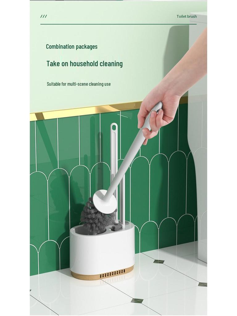 Настенный набор 3-в-1 для туалетной щетки с подставкой для слива – Щетка для чистки без мертвых зон