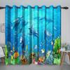 Dolphins Turtles Pebbles Kids Window Curtains In The Living Room Kitchen Window Curtains Drapes Printed Window for Bedroom
