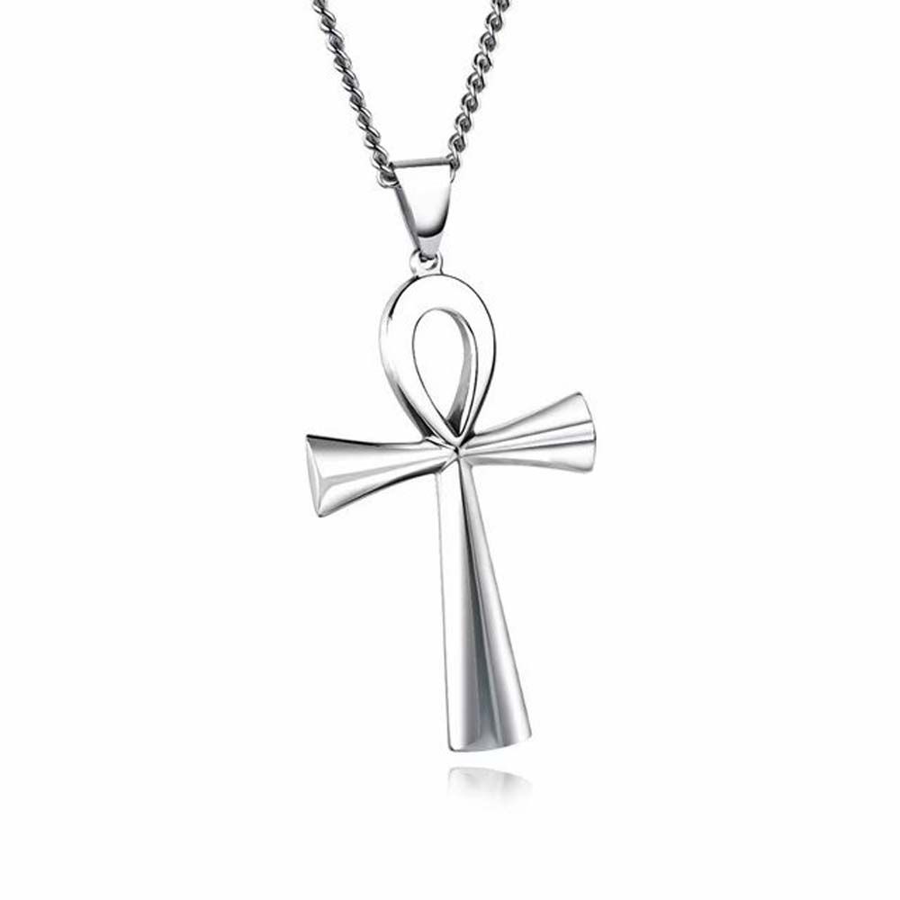 Hop Religious Egyptian Crucifix Stainless Steel Jesus Christs Jewelry Gift For Men Women Cross Necklace Choker Chain Pendants