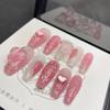 HANDMADE Artificial Nail Sweet Love Crystal Phototherapy Nails Reusable and Removable Nails