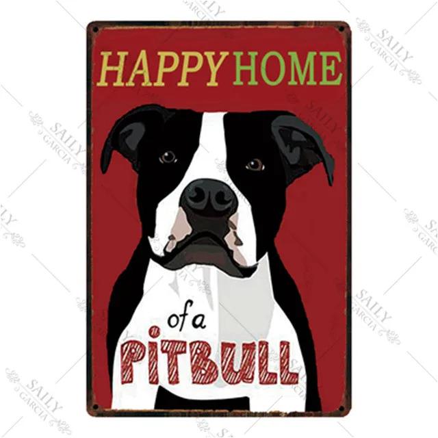 Dog Rules Metal Print Plates Lovely Bulldog Boxer Beagle Great Dane Metal Tin Sign Poster Vintage Pub Bar Sign Man Cave Plaques