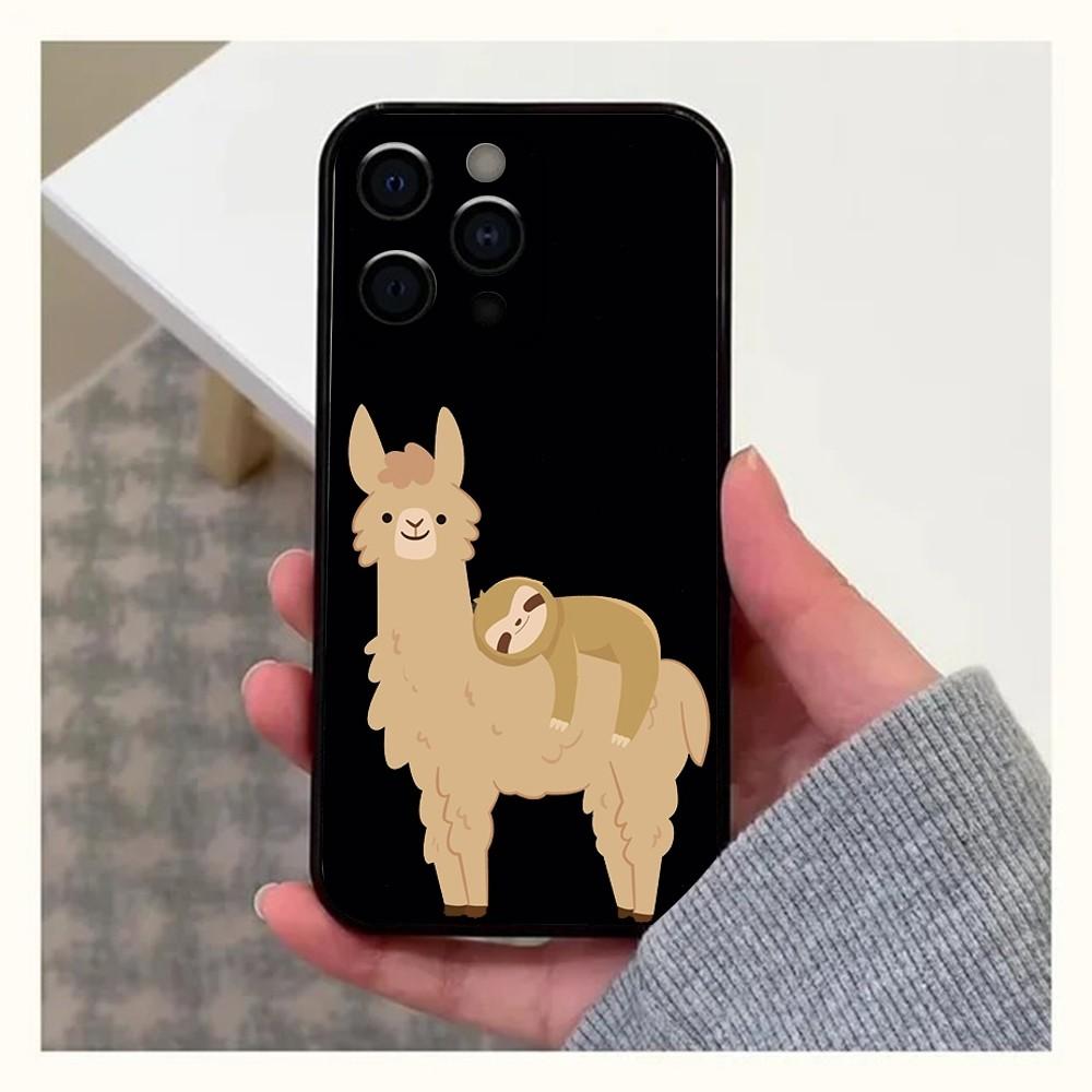Lama Llama Alpacas Phone Case For Apple iPhone 15,14,13,12,11,Pro,X,XS,Max,XR,Plus,Mini Soft Black Cover