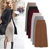 Knit Skirt Women's Mid-length Bodycon Waist Side Slit Slimming Wool Straight Long Skirt Unique Step-length