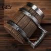 Rustic Wood Grain Beer Cup Barrel Mug, 600ml Stainless Steel Liner Stein, Insulated Mug Tankard for Pub Home Bar Party Gift