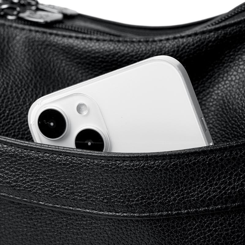 Large Capacity Middle-Aged Mother Bag Women's Multi-Layer Shoulder Bag Soft Leather Crossbody Bag Mobile Phone Bag