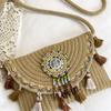 Handmade Seagrass Bag Small Shoulder With Suede Tassels For Women