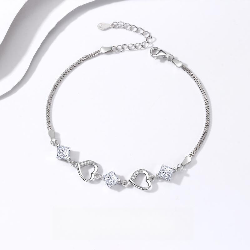 Браслет Heart To Heart женский корейский изысканный модный универсальный полый Love Flash Diamond Jewelry подарок женщинам