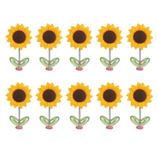 5/8/10Pcs Sunflower Decoration Car Ornament Realistic Looking Mini Size Easy To Install Spring-loaded