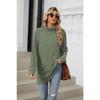 Autumn and Winter Women's Blouse Solid Colour Half-high Neck Long Sleeve Loose Pocket Tops
