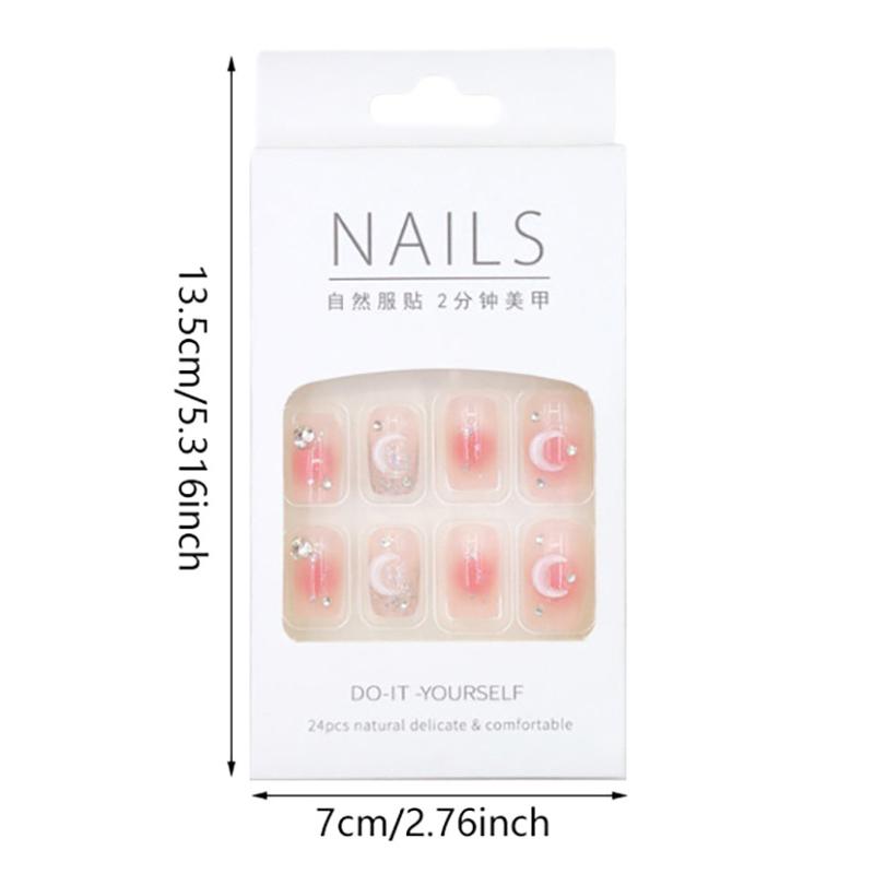 24 шт. французских накладных ногтей в милом стиле, водонепроницаемые, накладные ногти, полное покрытие, аксессуары для накладных ногтей