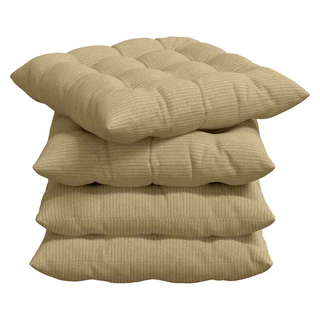 Seat Cushions 4 pcs Grey Green 40 x 40 x 6 cm Cord Fabric