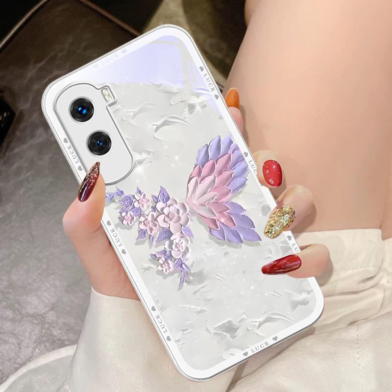 Чехол-бабочка в форме цветка для Honor 200 90 8X 9X Pro Lite P50 P40 Nova 10 11i P60 Magic4 6 Mate 20 50, закаленное стекло