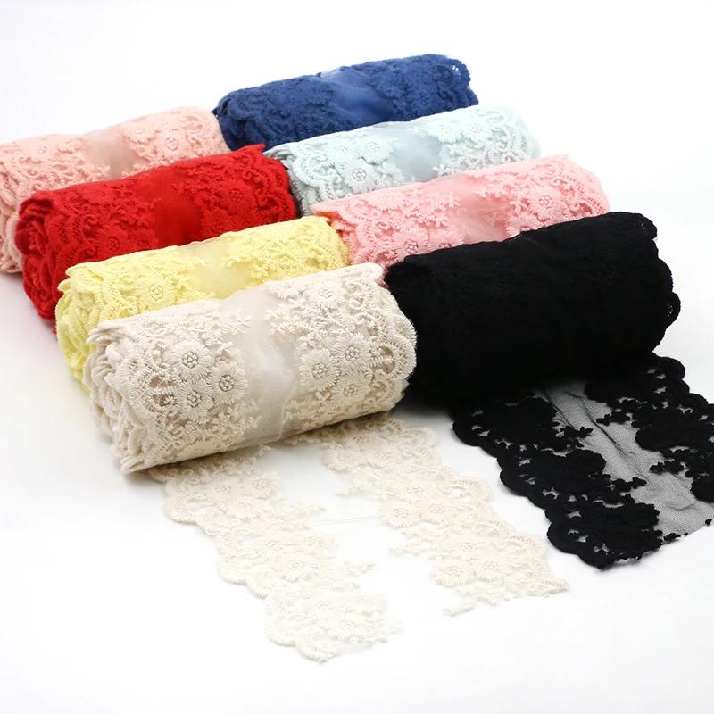 1 Метр Хлопок Цветочная Вышивка Сетка Пэчворк Кружево DIY Одежда Швейная Ткань 12 см Ширина DIY Одежда Шторы Аксессуары Лента