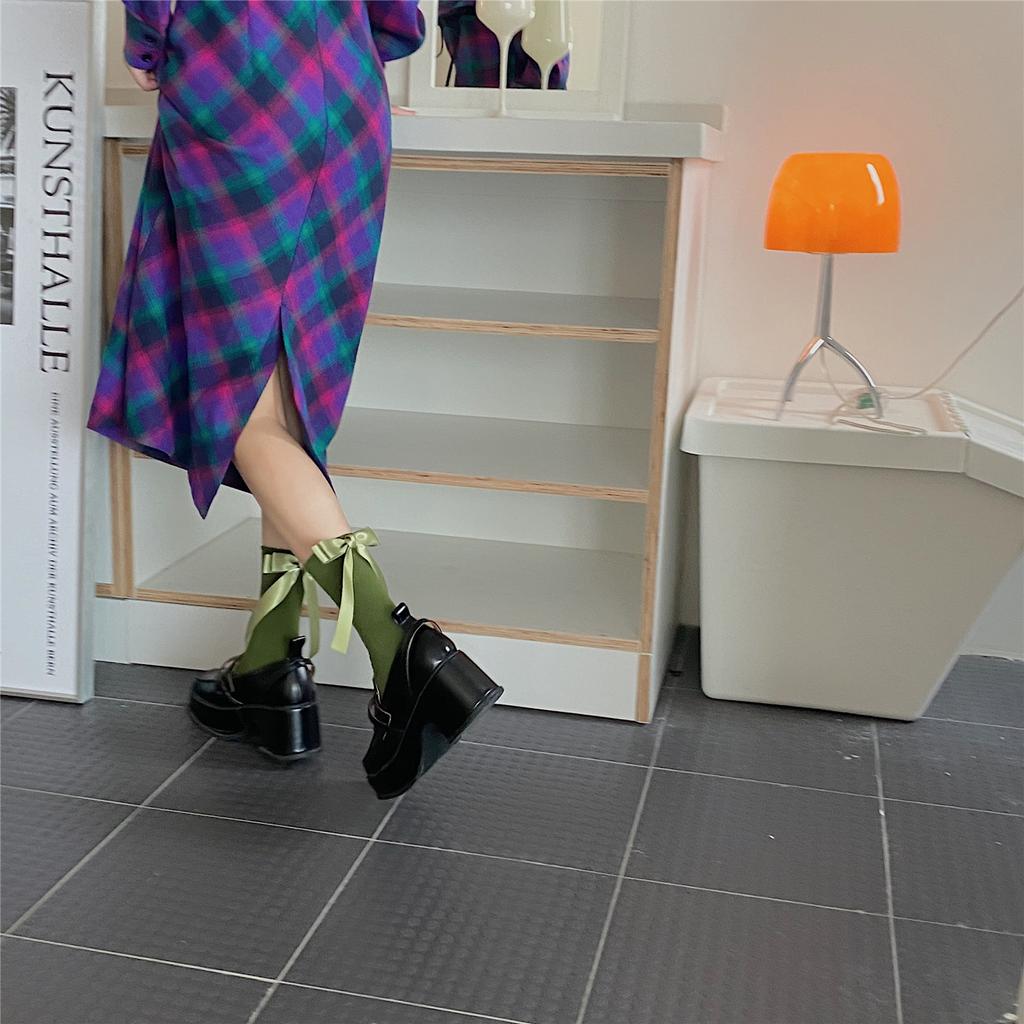 New Handmade Socks Lolita Cute Bow Cotton Mid Calf Women's Socks