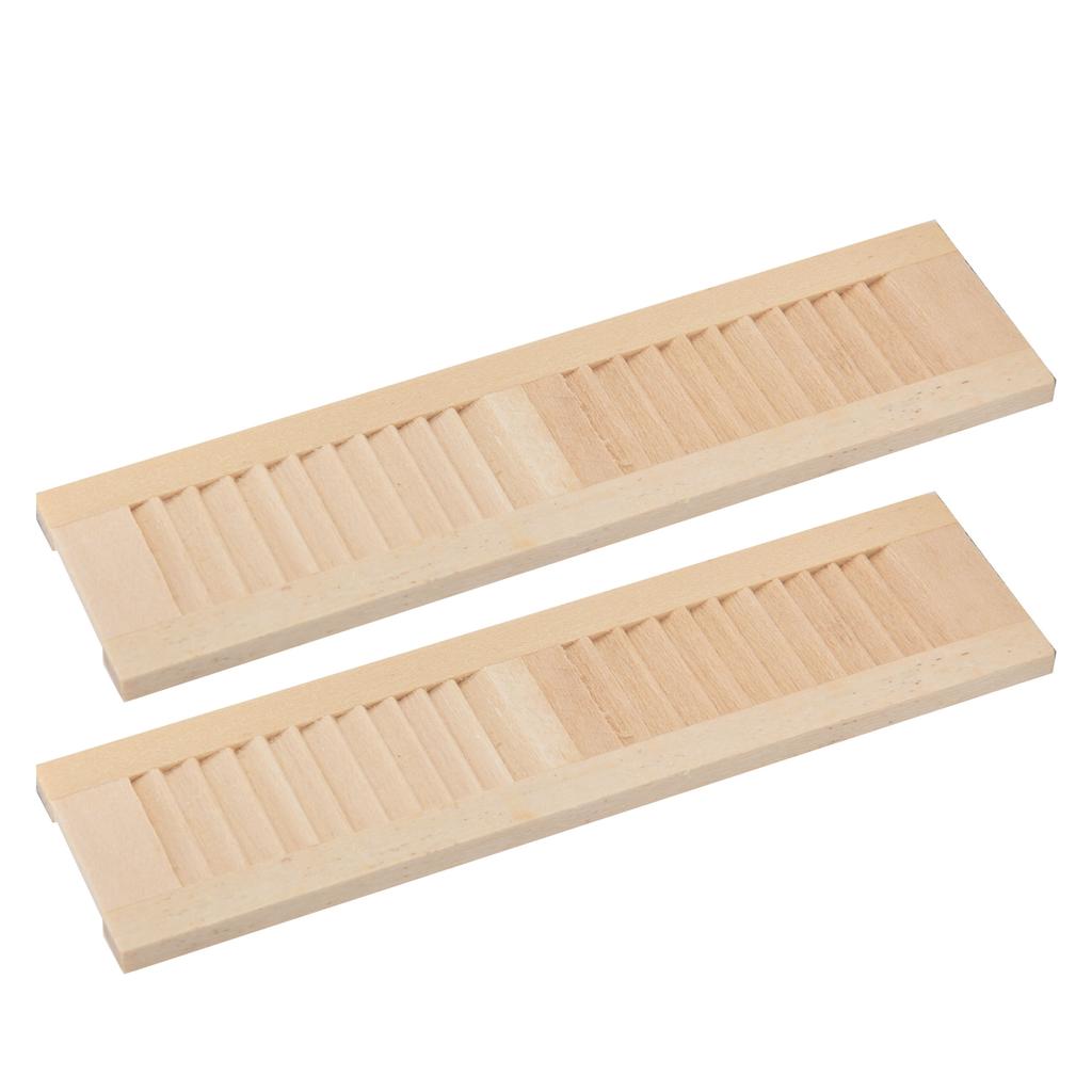 2pcs 1:12 Dollhouse Wooden Shutters Miniature Unpainted Blind Window Ornaments Accessories