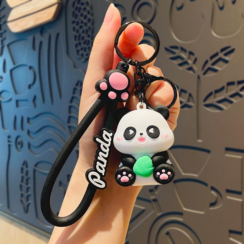 Adorable Cartoon Panda Keychain Cute Silicone Key Ring Perfect Gift For Couples And Friends