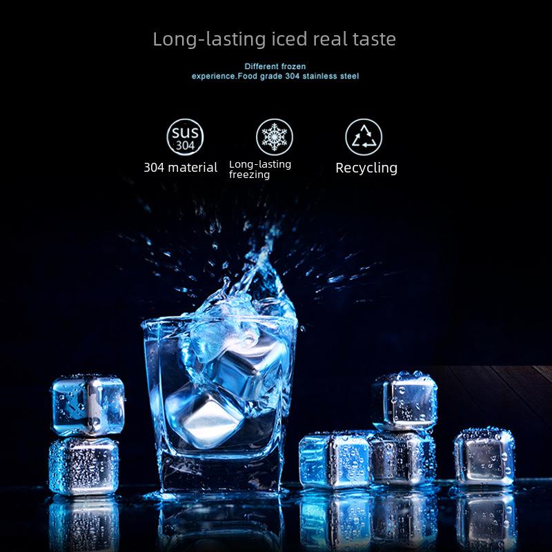 Набор кубиков льда для виски из нержавеющей стали с золотым покрытием - металлическая быстрозамораживающаяся сталь 304 для виски, вина и многого другого