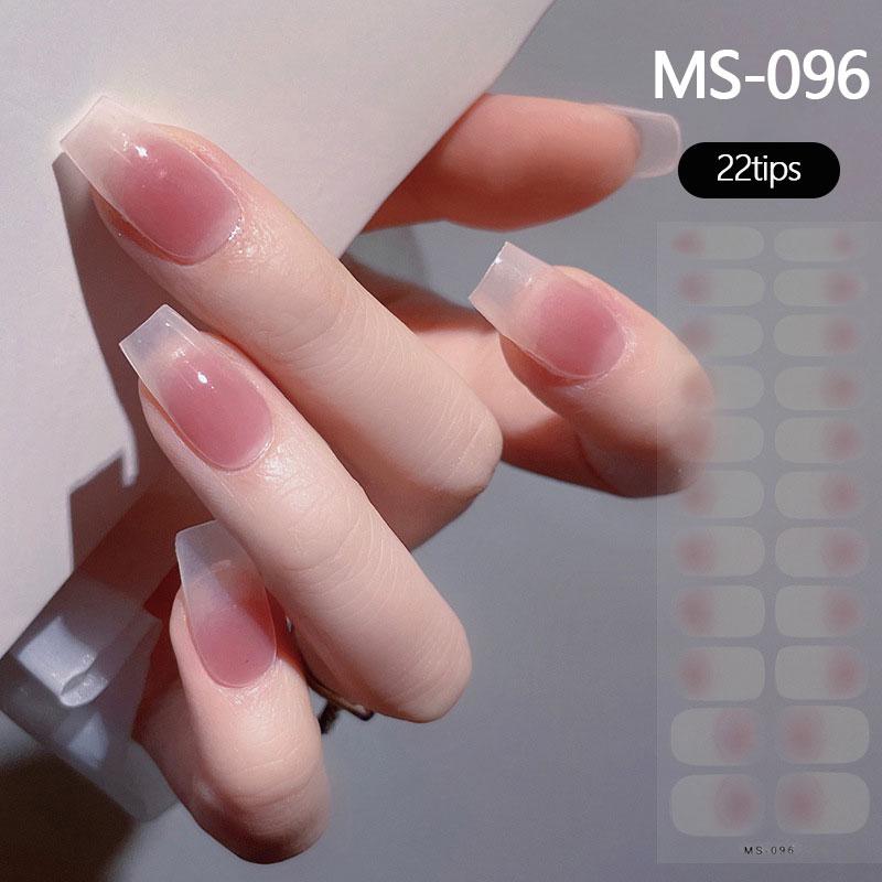 Milky Jelly White Full Cover Nail Stickers Fashion Gradient Adhesive Heart Nail Polish Wraps Women DIY Manicure
