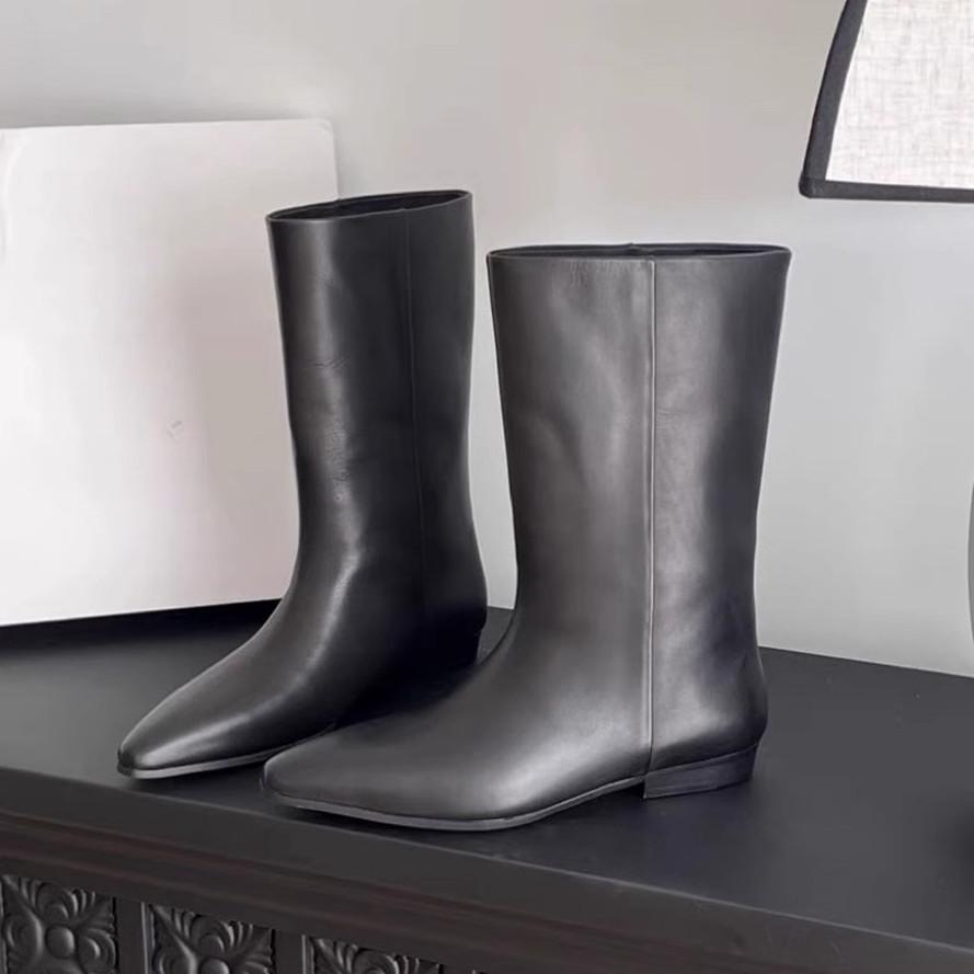 Версия из овчины, большой обхват голенища, замшевый заостренный носок, полусапоги на низком толстом каблуке, плоская подошва, ретро модные короткие ботинки Мартин