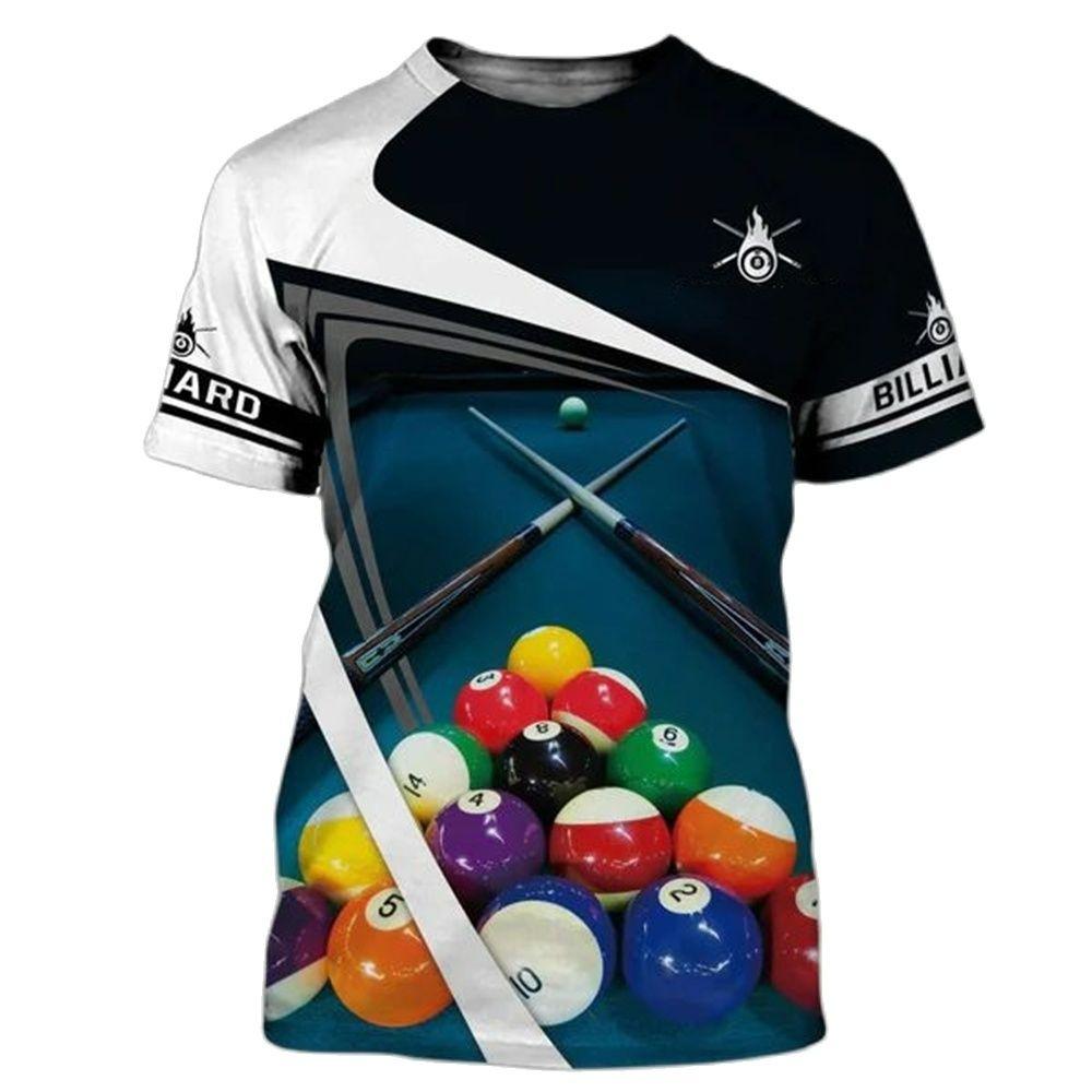 Funny Billiards 3D Printed Summer Fashion Simple Men's And Women's Casual Sports Daily New Round Neck Short Sleeve T-shirt Tops