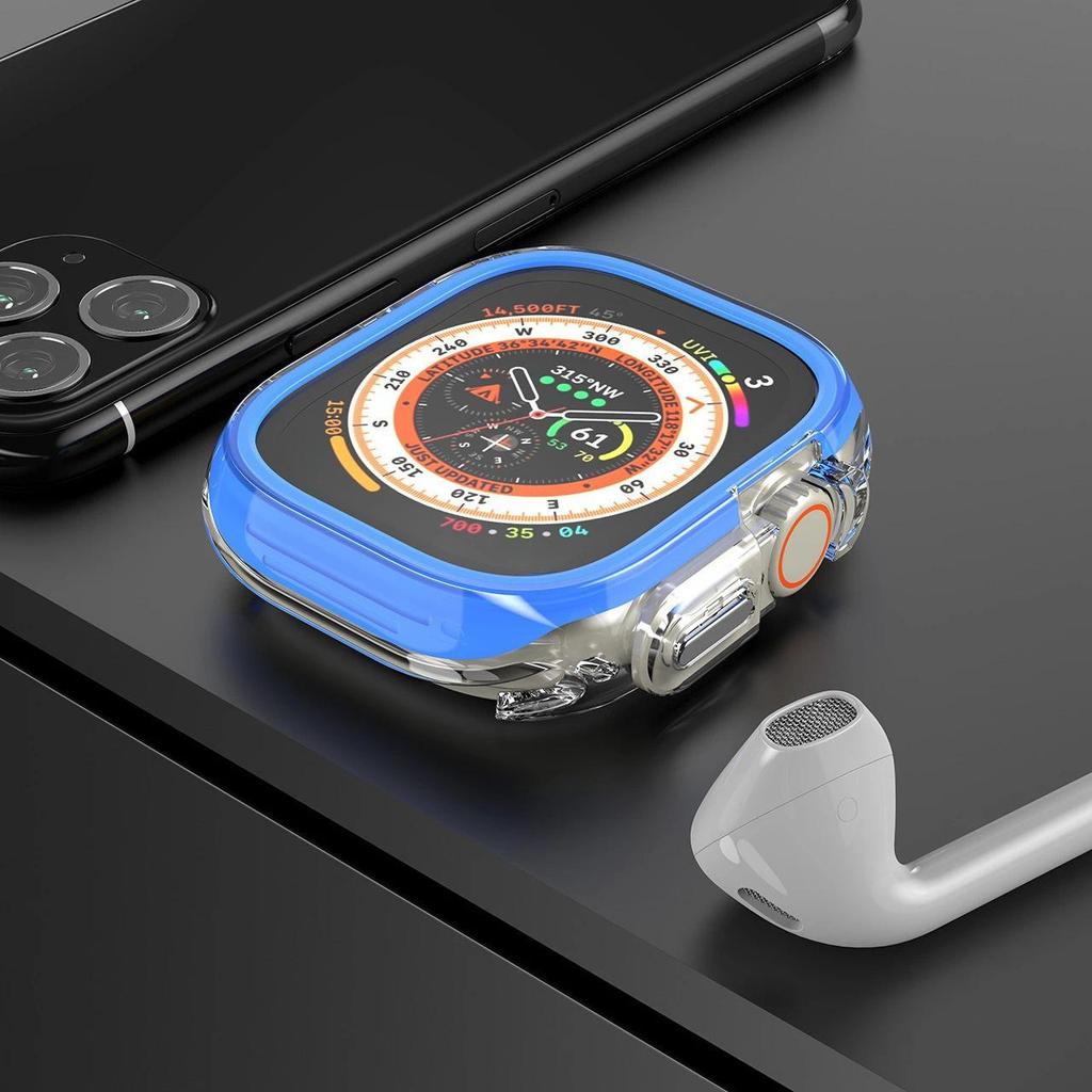 Чехол из ТПУ+ПК для Apple Watch Ultra 2 49 мм Серии 9 8 7 6 SE 5 4 45 мм 41 мм Защитная рамка-бампер Чехол для iwatch 9 6 5 4 se 44 мм