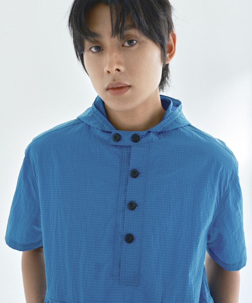 ECORR Nylon Hooded Short Sleeve Pullover_Blue