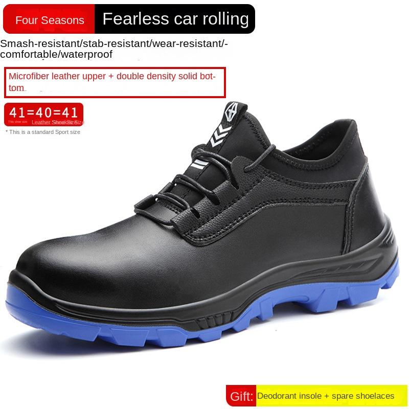 Обувь для страхования труда, мужская, водонепроницаемая и дезодорирующая, с низким верхом, со стальным чехлом, противоударная и противопрокольная защитная обувь