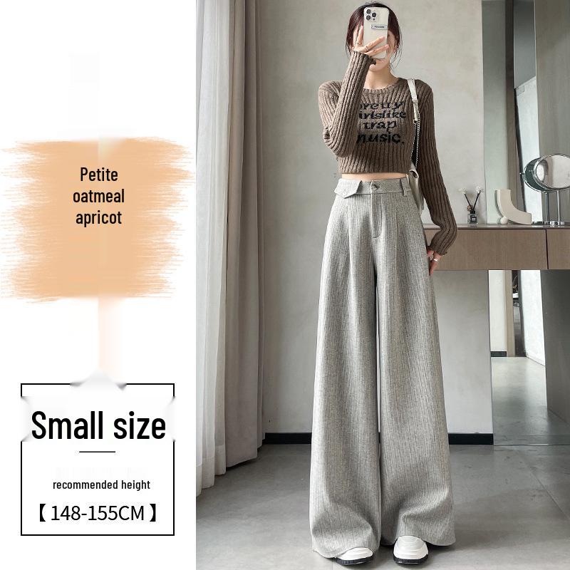 Wheat Ear Pattern Plush Wide-Leg Pants: High-Waisted, Warm, Straight Casual Floor-Length for Women, 2026