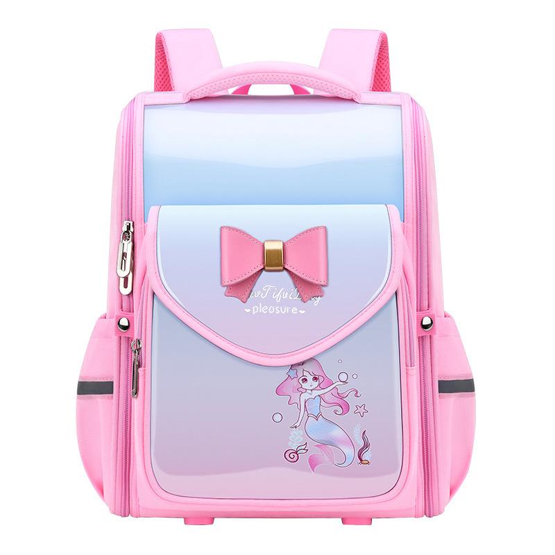 New Fashion Gradient Color Primary Student School Bags for Girls Grade 2-5 Exquisite Bow Cartoon Children Backpack Lightweight Portable Kid's Book Bag