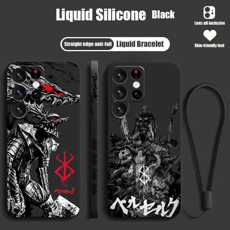Berserk Comics Cool для Samsung S24 S23 S22 S21 S20 Fe S10 Note 20 10 Ultra Lite Plus Liquid Left Rope Phone Case