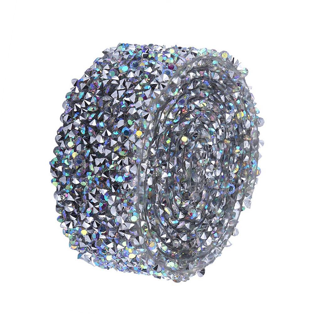 1 Yard 3cm Width Sparkling Back Glue Crystal Rhinestone Decorative Banding Belt AB Color