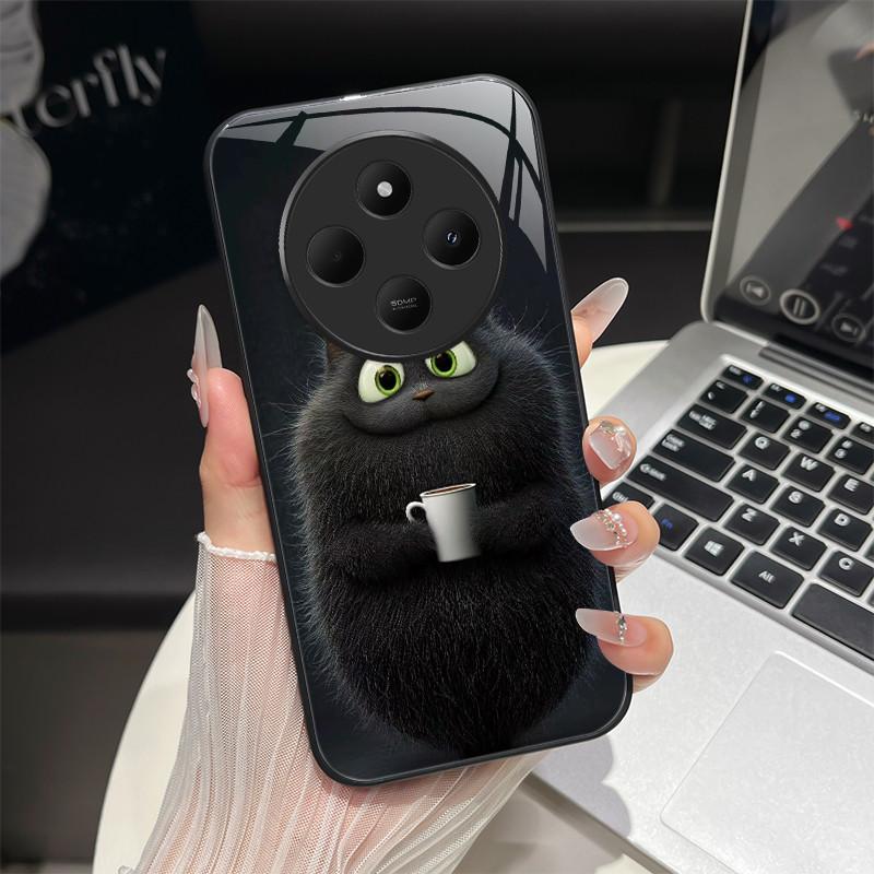 For Redmi 14C / Poco C75 Phone Case Trendy Design Tempered Glass Bumper For Xiaomi Redmi 14 C 4G 5G Full Protection Back Covers