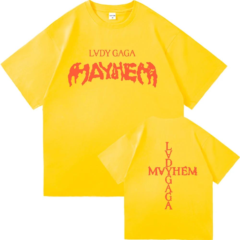 Футболка Lady Gaga Mayhem 2025 Новый Альбом Мода Мужская/Женская Одежда Ретро Харадзюку Высококачественная Одежда для Фанатов Футболки