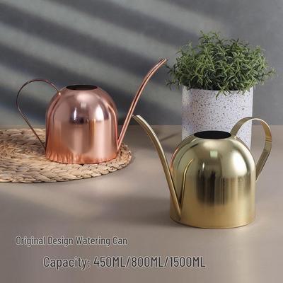 Полусферическая лейка из нержавеющей стали с длинным носиком, 1 л, для садоводства и бонсай