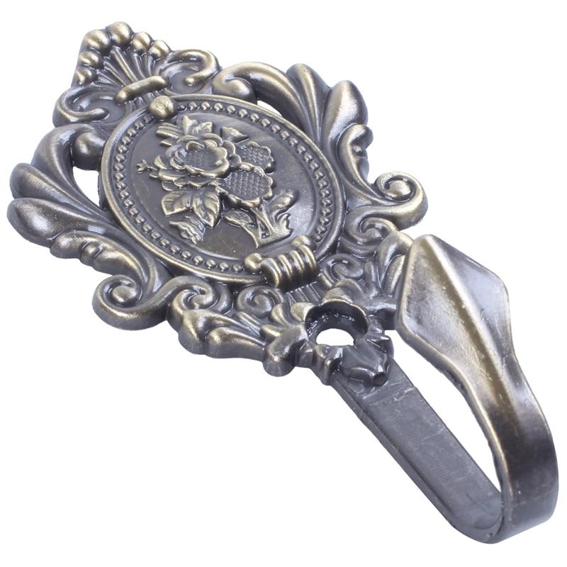 Винтажный драпировочный крючок из сплава с розой, крючки для подхвата для штор, 2 шт., антикварный настенный крючок из цинкового сплава