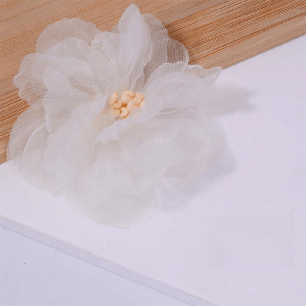 10Pcs 5.5cm Chiffon Flower Embroidered Patches for Wedding Dress Hats Decoration