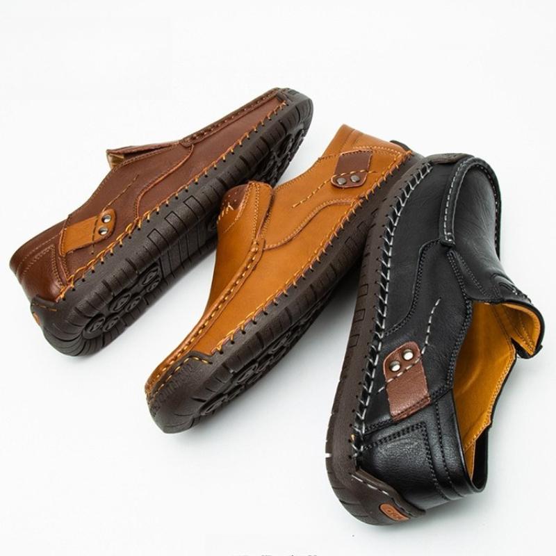 Модные мужские лоферы из коровьей кожи ручной работы, уличные повседневные слипоны на плоской подошве с низким вырезом, большие размеры 47 48, удобная дышащая обувь